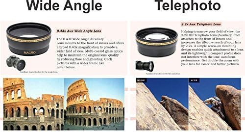 Kit de acessórios de lente de 58 mm para Canon Digital SLR/SLR inclui telefoto, lente ampla, 4 lentes macro de força variável,