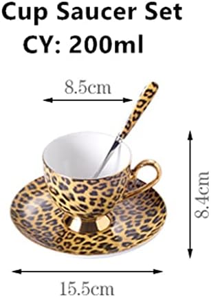 Zhuhw Leopard Bone China Conjunto de café porcelana Conjunto de chá de maconha Copo de cerâmica Conjunto de café Conjunto