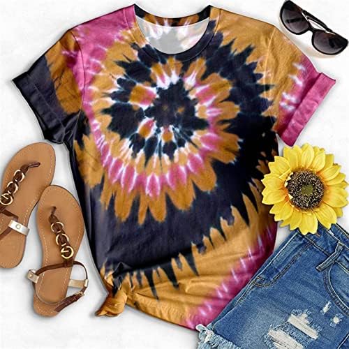 Tops for Women Fall Summer Summer Manga Short Boat Neck Graphic Tye Tops Tshirts Teen Girls 2023 Roupas Trendy QM