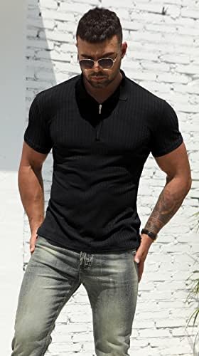 Camisas de pólo masculinas de Nitagut Homens de manga longa e curta Slim Fit S-shirts para treino de tênis de golfe