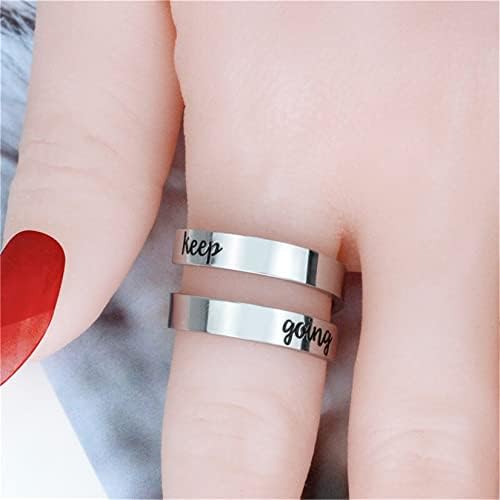 Yifnny gravado anel aberto, aço inoxidável anel ajustável anel inspirado anel gravado Mantenha a personalidade Incentivação