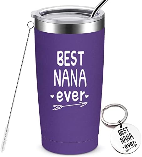 Melhor Nana Ever - Presentes de aniversário para Nana, Presentes de Natal engraçados para Nana, o melhor Nana do mundo, o novo presente de aniversário da Nana, Nana para ser, copo isolado de aço inoxidável com tampa e palha, 20 onças
