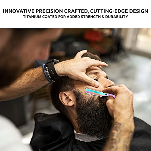 Razoras retas para homens - barbeiro profissional Razor para barbear próximo com borda de qualidade premium, pacote de lâminas
