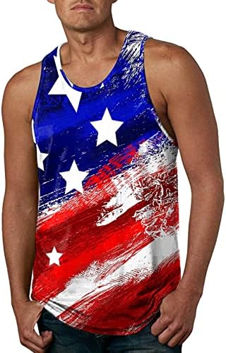 Tanques do Dia da Independência da BEUU Tampas para homens American T-shirt Retro Patriótico Summer Workout Beach Sleesess Gym Tank