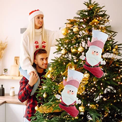 Bolas de Natal em uma meias de Natal de 21 polegadas Pedras de Natal Rosa Lareira pendurada Candy Presente Socas de férias em
