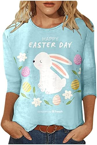 Camisas de Páscoa para mulheres camiseta gráfica de coelho