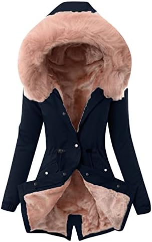 Casacos de tamanho de inverno para mulheres, lã grossa forrada jaqueta de pelúcia de pelúcia que quente casaco comprido bosques