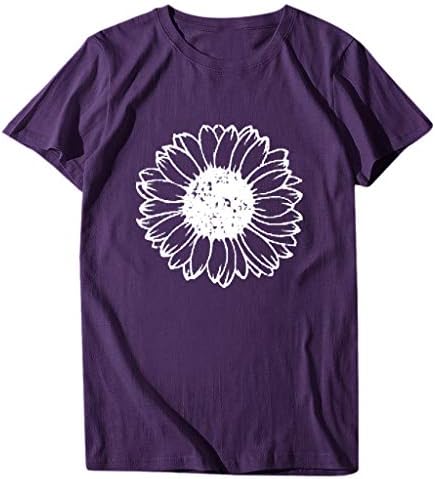 Camiseta gráfica de girassol camiseta para mulheres de manga curta verão camiseta casual camisetas