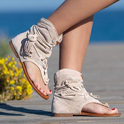 Sandálias para mulheres de verão casual garotas retro boêmio sandálias para mulheres sapatos de praia plana para mulheres botas