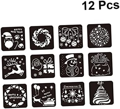 Sewacc 12 pcs scrapbook enfeites de natividade decoração festa de natal favor os modelos de desenho de crianças estênceis de natal