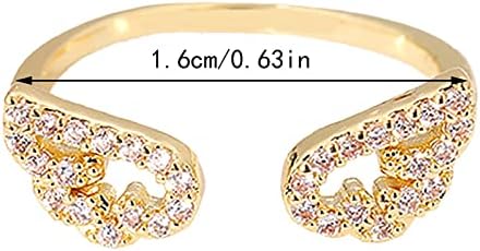 Anel de cobre da moda com anel de diamante no anel de casamento de asa para meninos do anel feminino