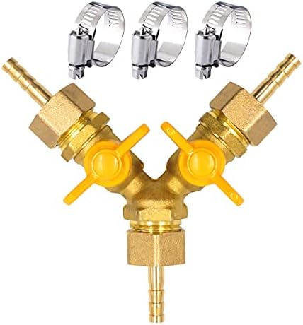 Horiznext Brass 5/8 polegadas O.D. Barb de três válvulas de esfera de três válvulas para a mangueira de gás de propano PVC PVC