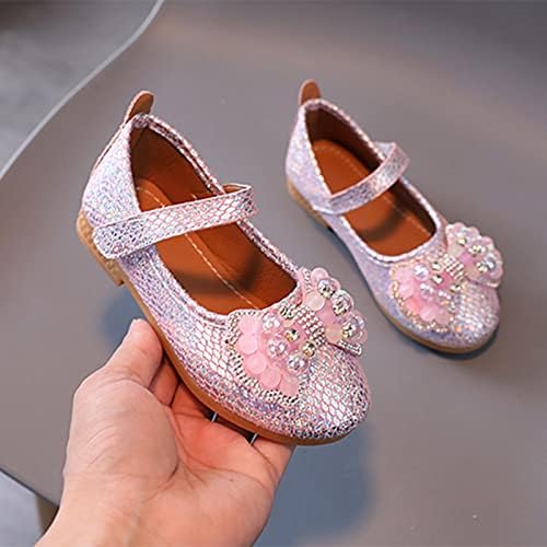 Baby Girls Dress Sapatos Mary Jane Jane Casamento Damas de honra Casual Slip em lantejoulas Sapatos escolares de festa de balé