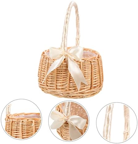 Nolitoy lida com estilo envelhecimento casamento bowknot home cozinha armazenamento contêiner de flores artificial favorita decorativa handheld rattan carregando alça de bordo menina fita aniversário vintage aniversário