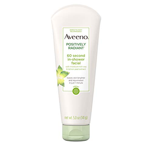 Aveeno radiante positivamente o limpador facial de 60 segundos no chão, a máscara de iluminação com soja rica em umidade,