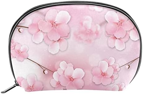 Bolsa de maquiagem de viagem, bolsa de cosméticos Caso organizador, para mulheres de produtos de higiene pessoal Acessórios, flores de cerejeira Flor floral rosa