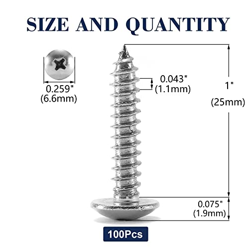 4 x 1 parafuso de madeira 100pcs de treliça phillips 18-8 aço inoxidável parafusos rápidos de tapping by sg tzh