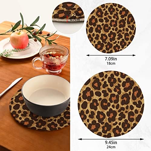 Conjunto de Kigai de 2 trivets resistentes ao calor por leopardo para panela para tecer cozinha tecel algodão redondo suporte