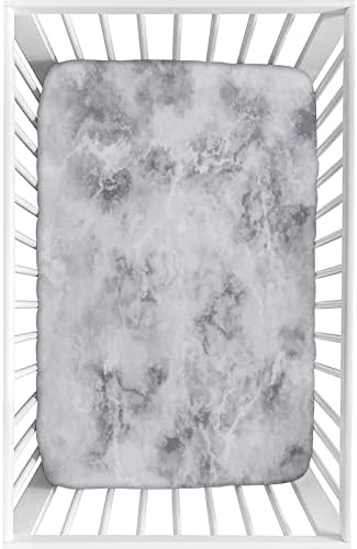 Folha de berço decorativo, mármore ajustado a microfibra bebê e criança universal lençóis de berço, 28 x 52, padrão de superfície