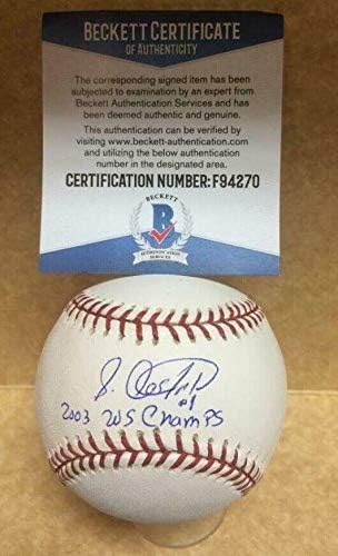 Luis Castillo 2003 WS Champs Marlins assinou M.L. Baseball Beckett F94270 - Bolalls autografados