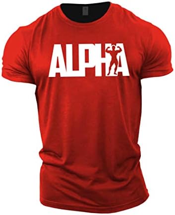 T -shirt de musculação de ginástica masculina - alfa - Top de treinamento de academia