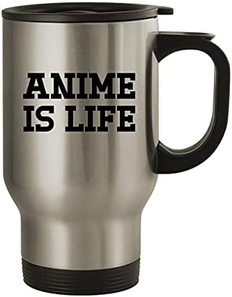 Molandra Products Anime Is Life - Caneca de viagem de aço inoxidável de 14 onças, prata