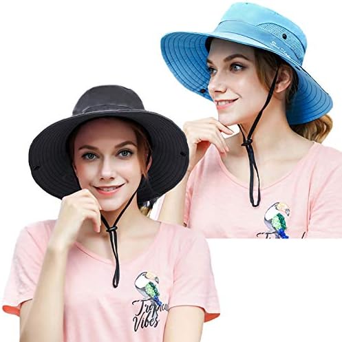 Peicees feminino verão de proteção solar chapéu de peixe ao ar livre chapéu de pesca UV Chandeiro de caçamba de rabo de cavalo para mulheres
