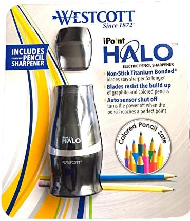Westcott Halo Ipoint Electric Pencil Sharping Inclui 1 apontador manual cor preto/transparente