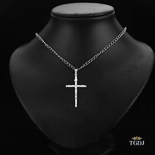 14K White Gold Crucifix Pingente de charme cruzado, acabamento polonês de charme crucifixo, símbolo espiritual artesanal, jóias finas