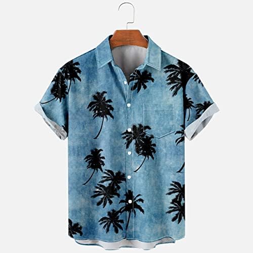 Camisas havaianas para camisetas de estilo tropical de palmeira única masculinas