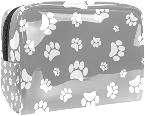 Bolsa de higiene pessoal Kit DOPP pendurado para homens Saco de barbear resistente à água para viajar, desenho animado Animal Grey White Dog Paw