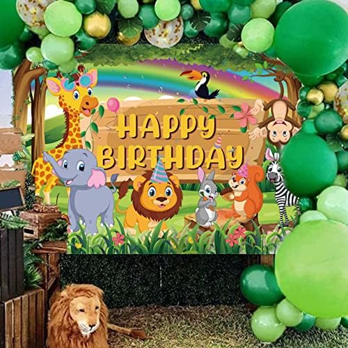Cenário de festa dos animais da selva de crzpai, pano de fundo de aniversário do tema do safari grande decoração de origem