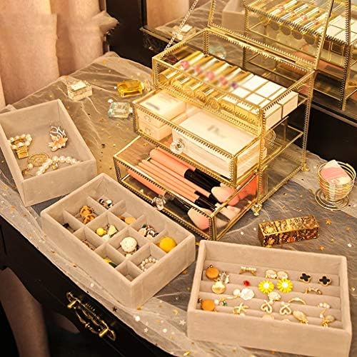 Emers requintada caixa de jóias de jóias de jóias com 3 gavetas, organizador para brincar anel de colar e pulseira, estojo de armazenamento