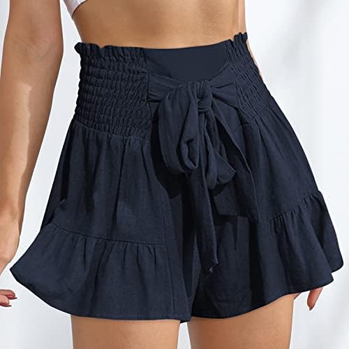Shorts para mulheres lounge de verão casual shorts de praia pura de colorido Baggy shorts de cintura alta ioga shorts atléticos de
