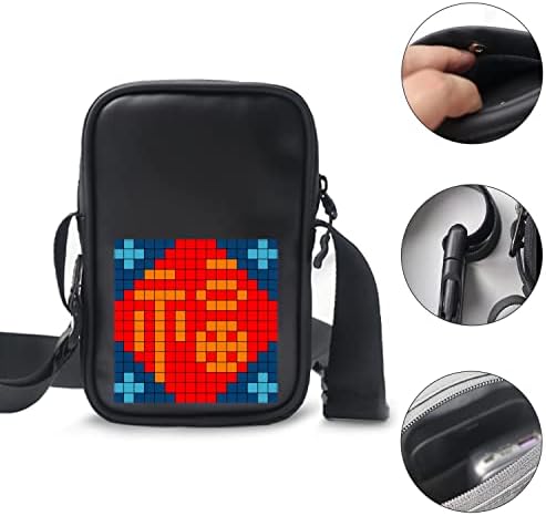 BUSUTU LED CROSSBOOD SACO COM BLUETOOTH e programável, Mini Messenger ombro da carteira de bolsa com tela colorida, bolsa