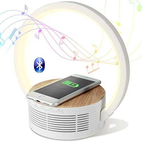 Carregador sem fio do alto -falante Bluetooth com lâmpada de mesa de cabeceira à noite Luz portátil Mini -alto -falante, LED Reading