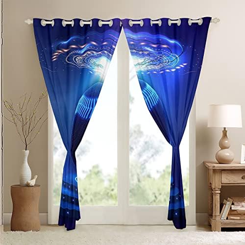 Cortinas de blecaute de softball cortinas azuis e cortinas de bola brilhante infantil adolescentes ostentam cortinas temáticas