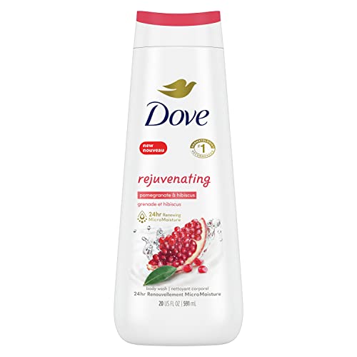 Lavagem corporal Dove Romã rejuvenescedor e hibiscus para renovada e de aparência saudável Cleanser de pele suave com