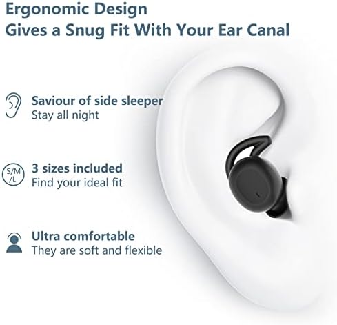 Fones de ouvido sem fio Bluetooth fone de ouvido para dormir, ruído bloqueando sem alerta, silicone ultra pequeno e macio de pele fones de ouvido projetados para dormentes laterais, insônia, ronco, trabalho, viagem