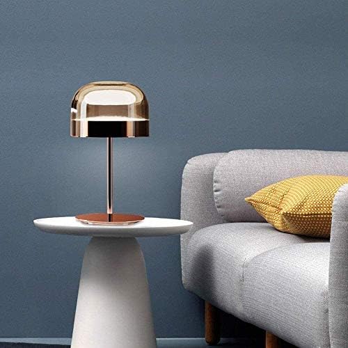 Lâmpada de Adiree para mesa Modern Smoked Effect Glass Bedside Lamp, luminária de mesa de luxo LED, luminárias de mesa para cuidar para os olhos, criativo, revestimento, baixo consumo de energia, cabine de cabeceira e luminárias de mesa ou desligado