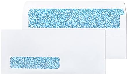 500#9 envelopes de janela única - 3 ⅞ x 8 ⅞ polegadas - envelopes da janela de vedação Gummed 9 com tonalidade de segurança - impressão a laser envelope seguro para cheques de folha