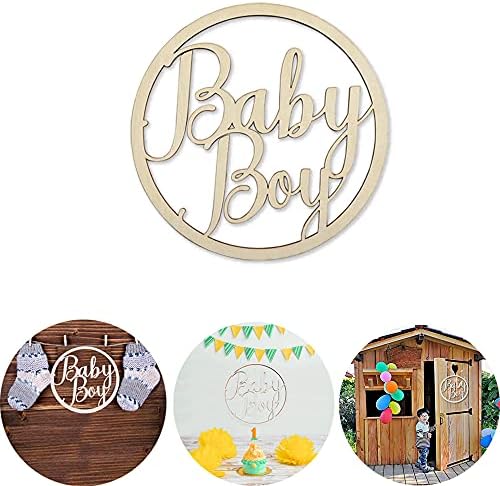 Baby Boy Wood Sign, Banner de chá de bebê para decorações de festas de aniversário Baby menino Mesa de gênero Revela