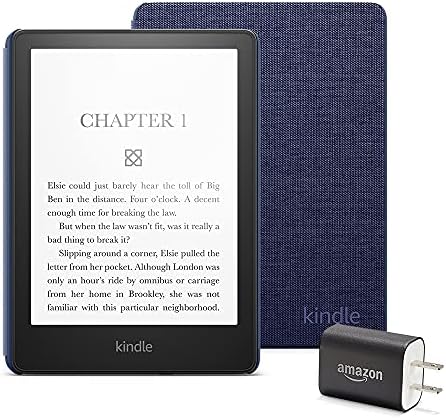 Pacote Essentials do Kindle Paperwhite, incluindo Kindle Paperwhite - Wi -Fi, suportado por anúncios, capa de tecido da e adaptador