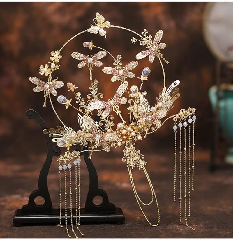 SXDS BUCHES de mão de noiva chineses Fãs de flores feitas à mão para o casamento de joias de mão de mão acessórios