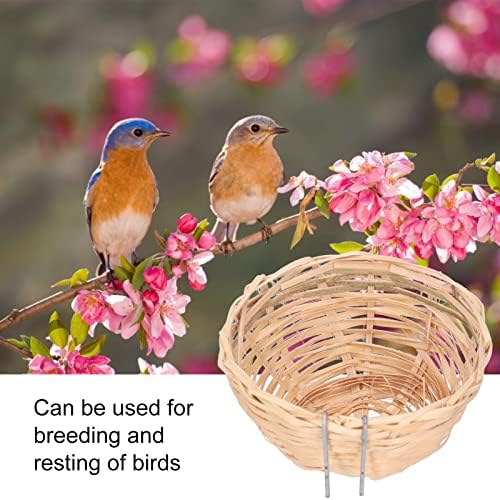 4 PCs Ninho de pássaro Ninho artesanal Casa de pássaros resistente e natural Bamboo Bird Nest abrete a gaiola de pássaro com gancho para pequenos papagaios canários Cockatiels