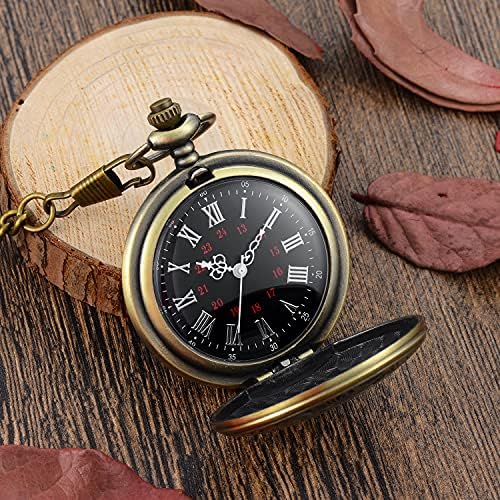 Lymfhch Vintage Pocket Watch Numbers Roman Scale Garartz Pocket Watches com Chain Christmas Graduação Gifts Day Pais do Dia dos Pais