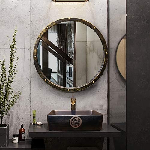 Houkai reflete a parede retrô de lavagem de ferro forjado antigo banheiro redondo banheiro chinês Rodada de arte