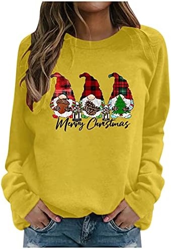 Sorto de Natal para mulheres Crew Neck Casual Manga longa Tops confortáveis ​​moletom de juniores de juniores de ajuste