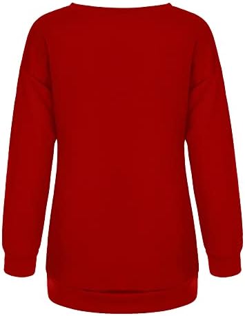 Qtocio tshirts de manga longa para mulheres renas feias de suéter de Natal feio suéter de estampa de estampa de moletom túnis camisetas de túnica