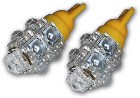 TuningPros Ledis-T10-A9 Chave de ignição Lâmpadas LED T10 Wedge, 9 Flux LED Amber 2-PC Conjunto